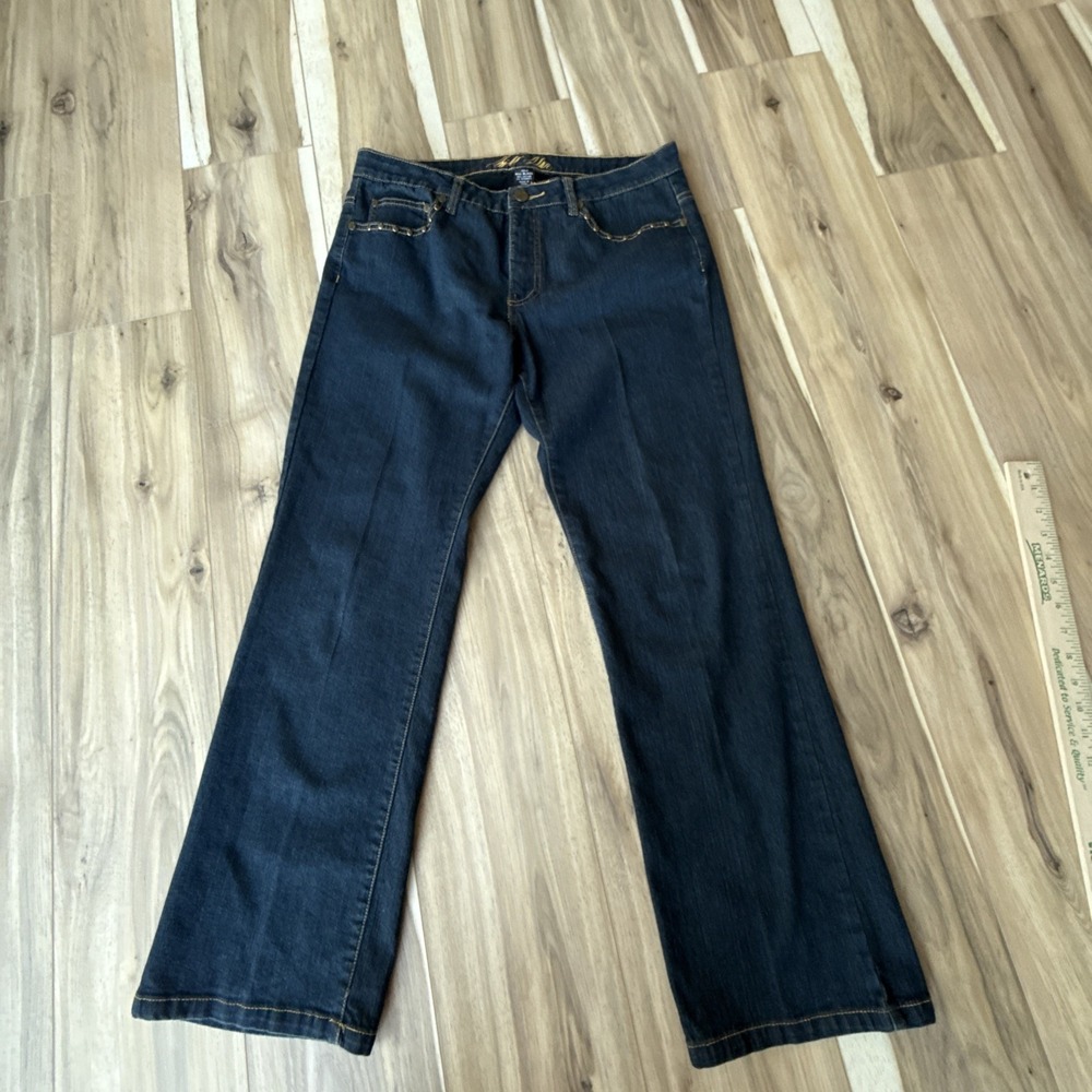 Bill‎ Blass Women 10P Dark Wash Studded Stretch Bootcut Jeans Petite Blue